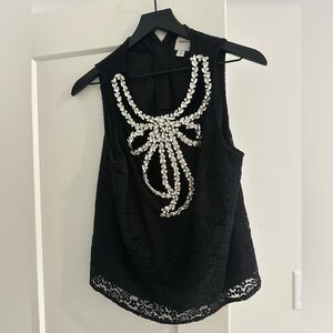 Maeve Black Sleeveless Top with Silver Detailing